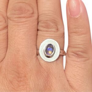 Artisan Genuine Ethiopian Opal Sterling Silver Ring Size 7.5